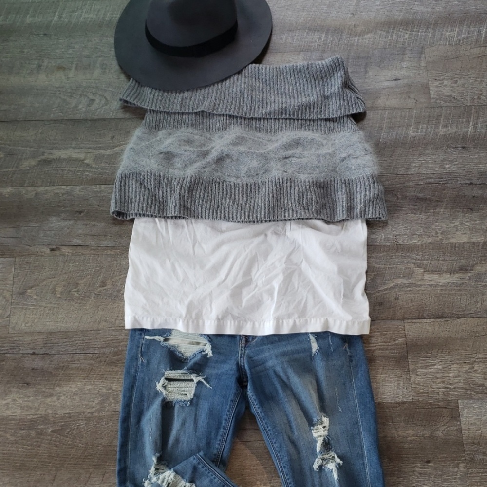 White House Black Market grey shrug sweater